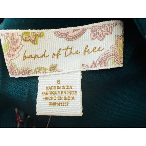 Bohemian Small Paisley Long Sleeve Dark Green Band Of The Free Floral Print Maxi - Picture 3 of 16